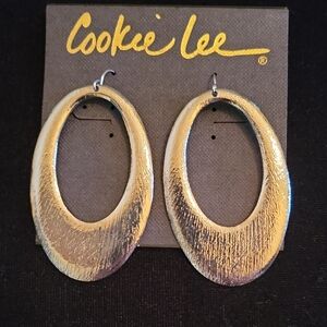Cookie Lee Textured Silver Drop Earrings
